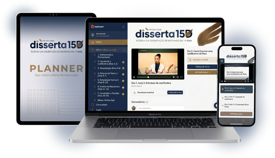 Mockup do Disserta 15D - Escreva sua dissertação de mestrado em 15 dias — Dissertação de Mestrado em 15 Dias